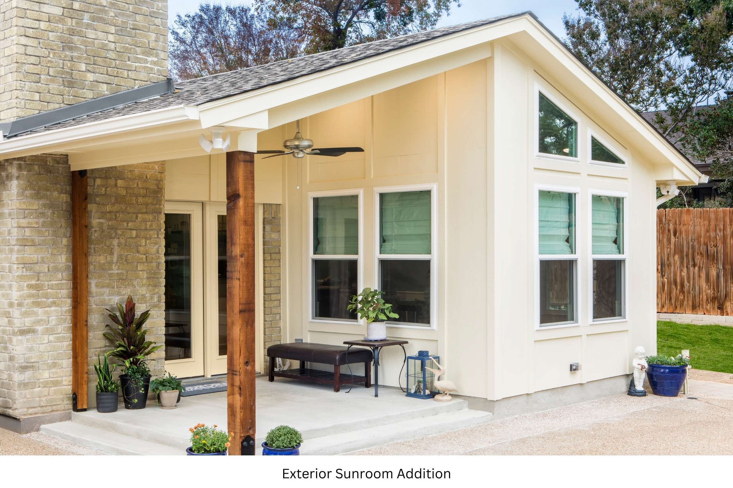 Photo of the exterior of a sunroom addition