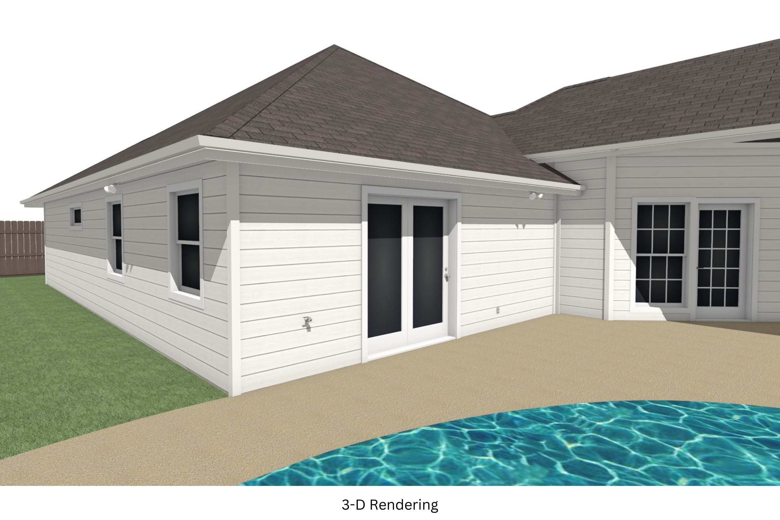 Photo of an exterior 3-D rendering of a suite addition