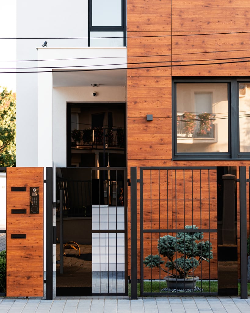 Black and white modern farmhouse style townhome