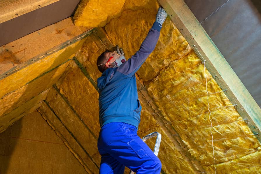 Attic ceiling insulation. 