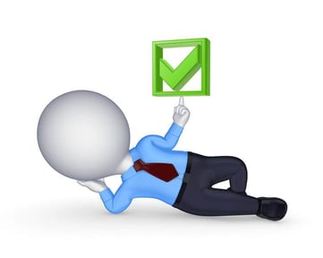 3d small person with green tick mark.