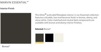 Four squares, one larger than the other, with interior frame color options like bronze, black, and w…