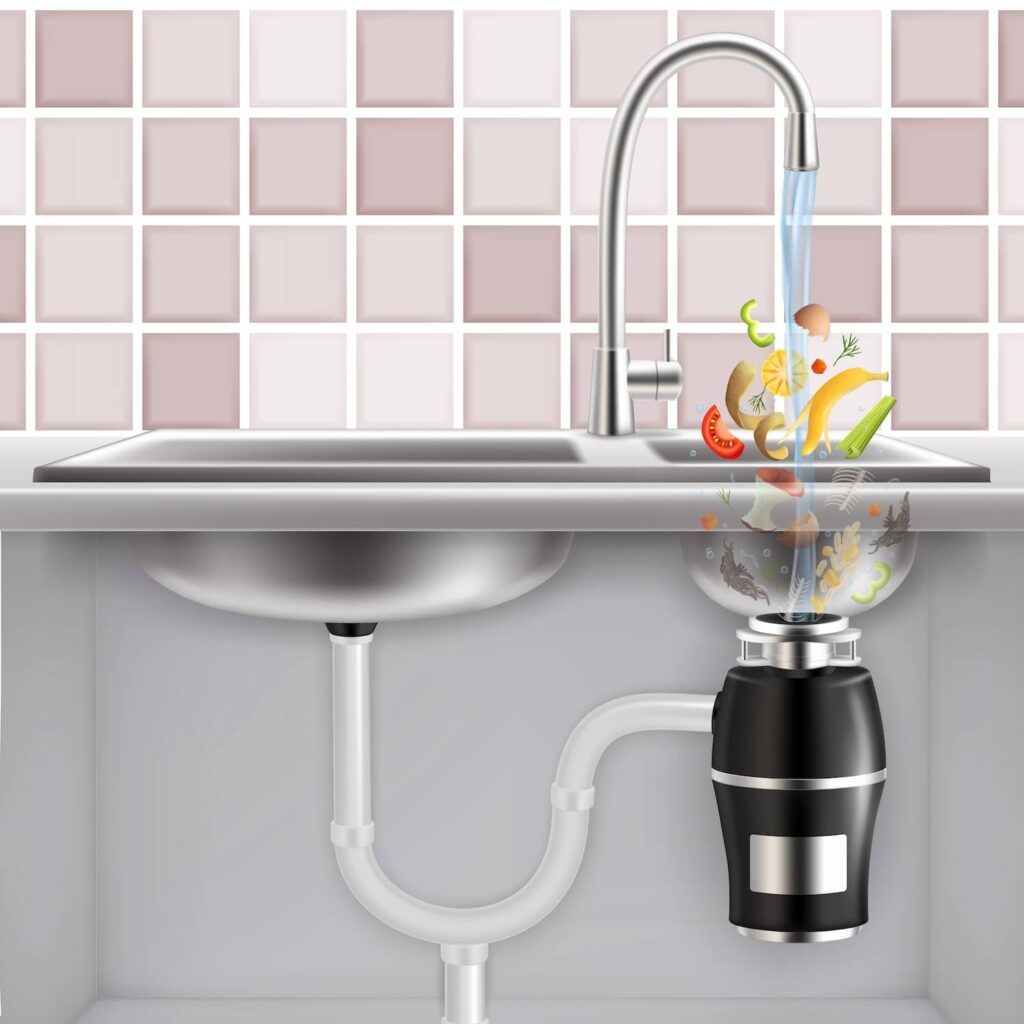 view beneath a sink where garbage disposal could be leaking from