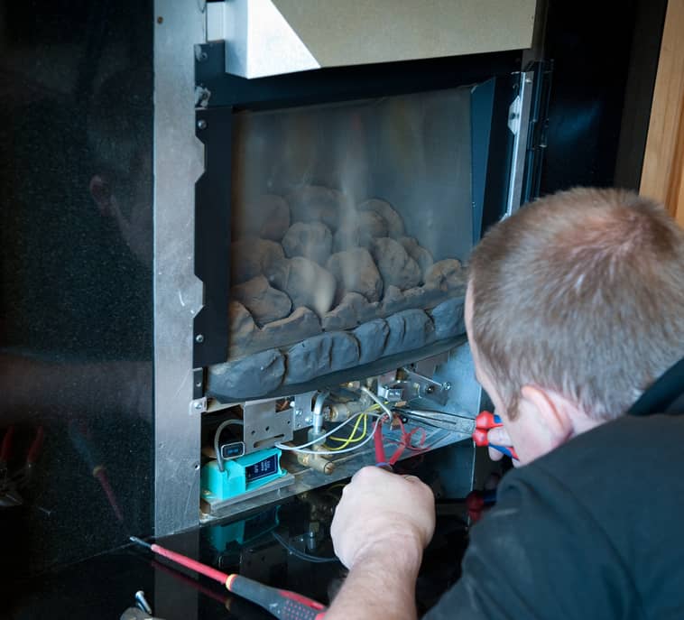 Professional fireplace repairman. 