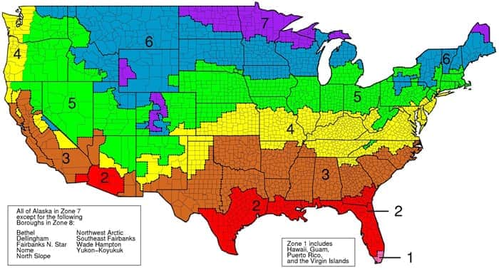 Zones for recommended insulation levels. 