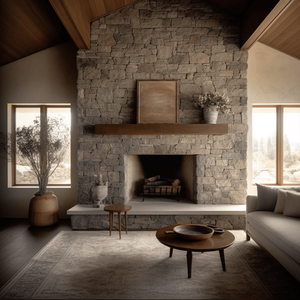 rustic and cozy stone fireplace