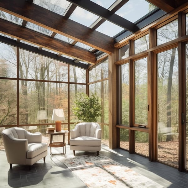 sunroom additions with nature outside window