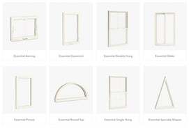 8 different window shapes with a bone color frame.