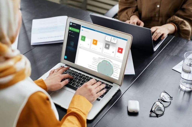 woman looking at firm graph