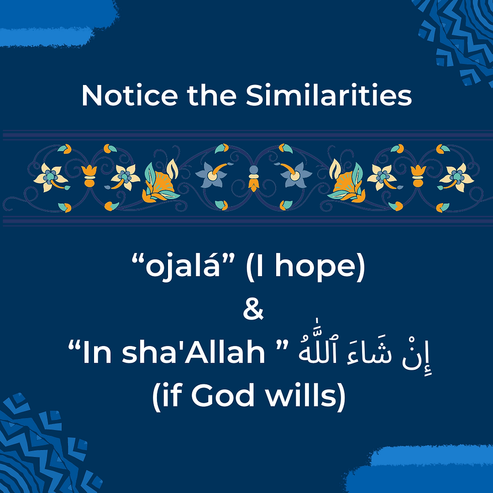 This is an infographic highlighting the similarities between a Spanish expression and an Arabic expression.