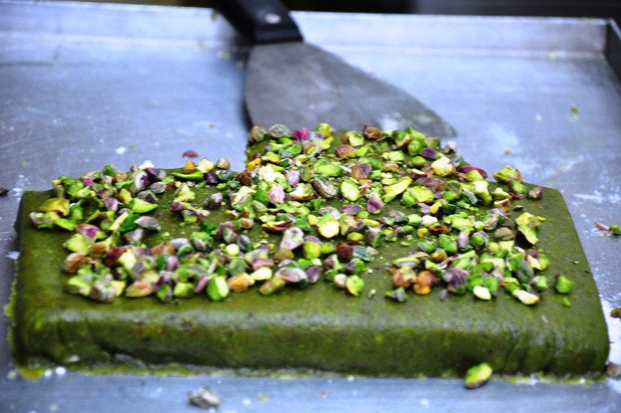 This is a picture of a tray of uncut Daoukiyeh. 