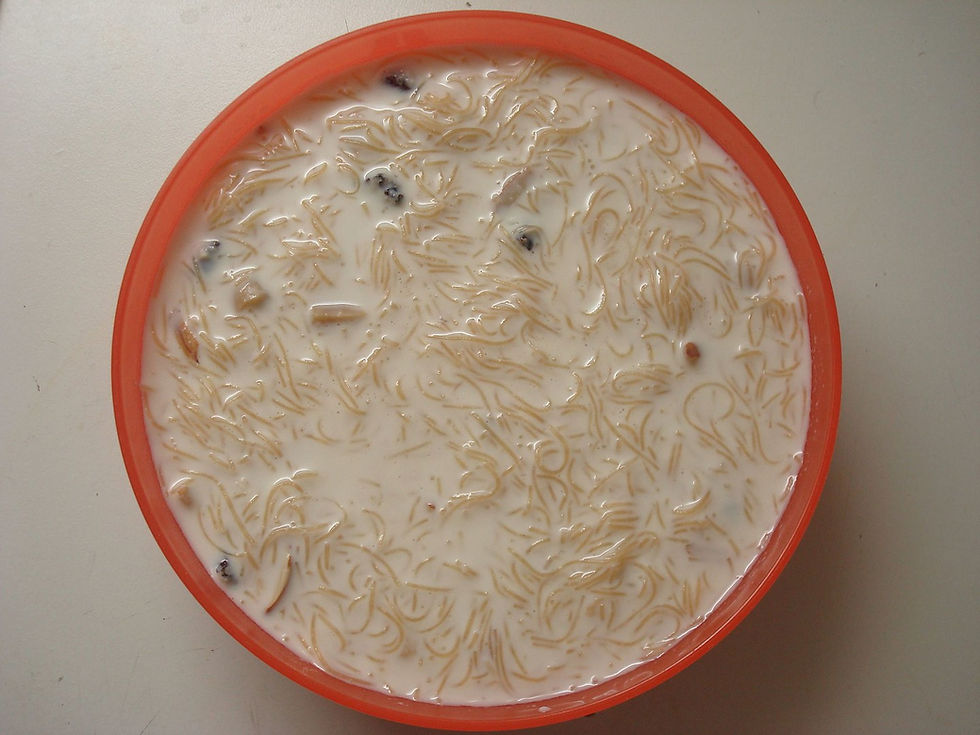 This is a picture of a bowl of Sheer Khurma.