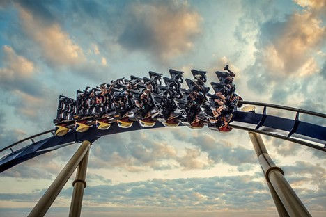 This is a picture of the Montu Rollercoaster at Busch Gardens. 