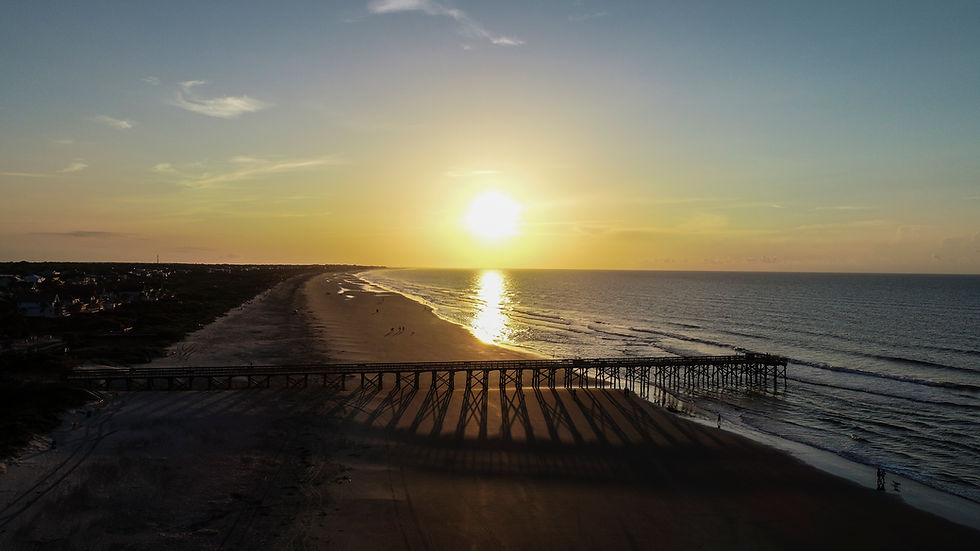 This is a picture of a sunset on a beach. 