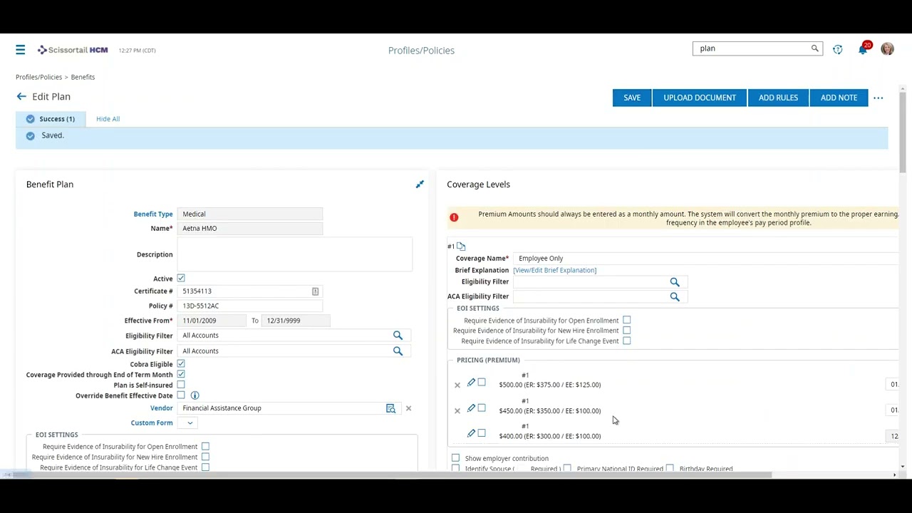 Updating Benefit Plans in Scissortail HCM: A Step-by-Step Guide