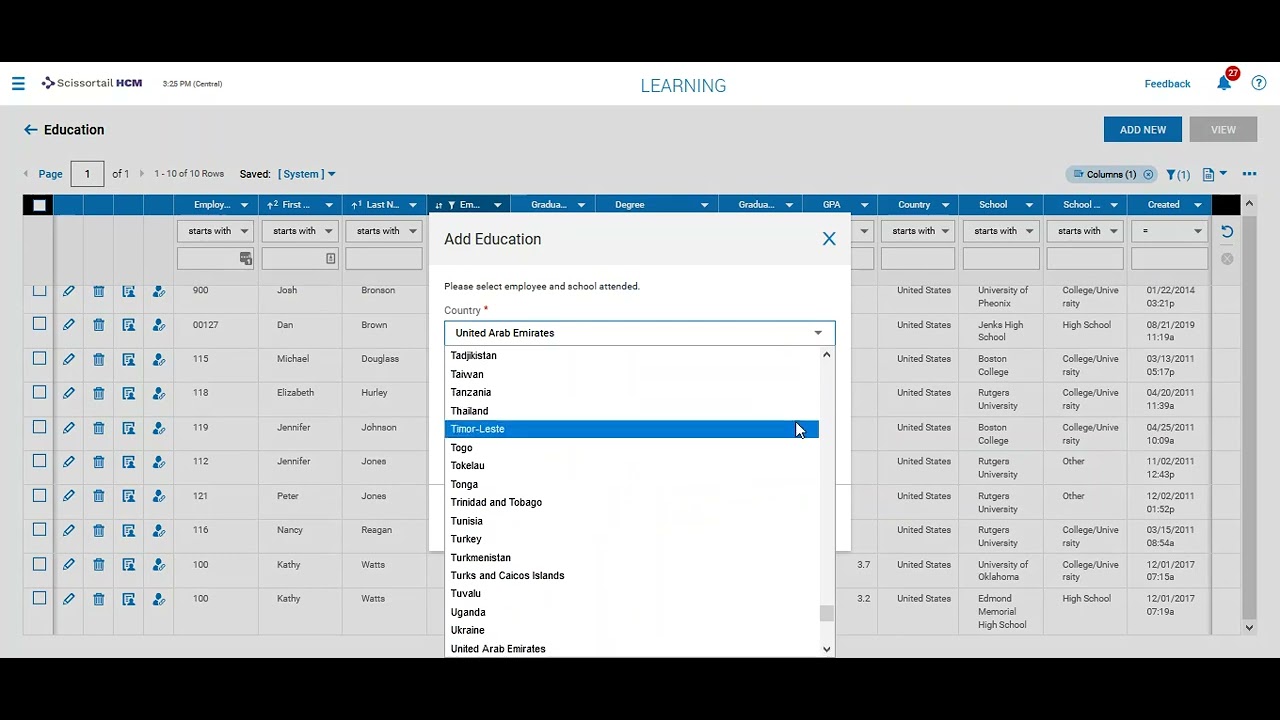 How to Enter Education for an Employee Using the Applicant Tracking System