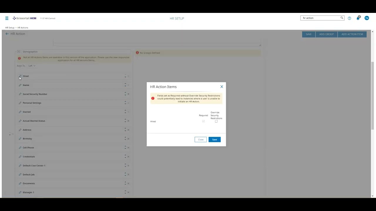 How to Set Up HR Actions in Scissortail HCM