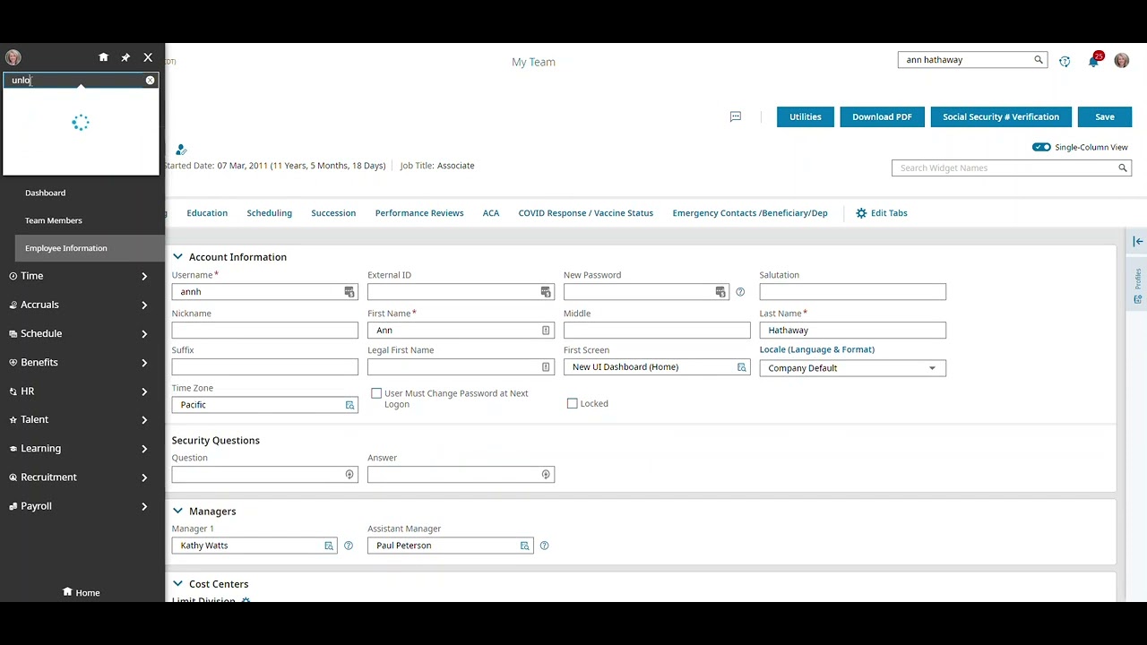 How to Unlock an Employee's Account in Scissortail
