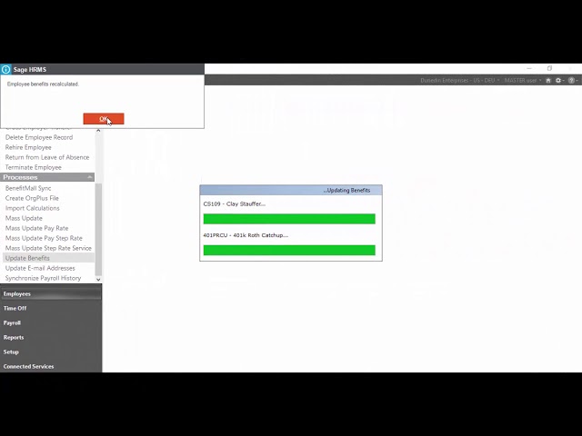 Sage HRMS Matching Groups for Benefits