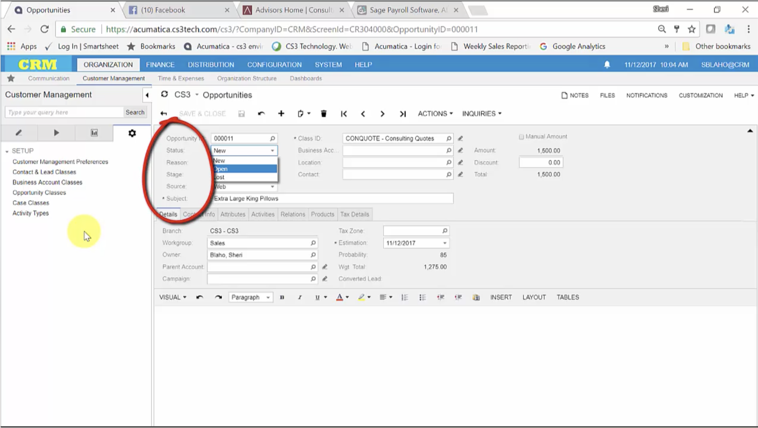 Modifying Drop Down Validation Lists in Acumatica.