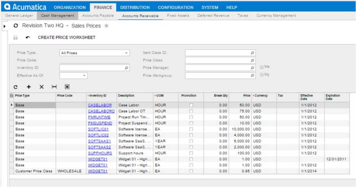 Customer Specific Item Pricing in Acumatica