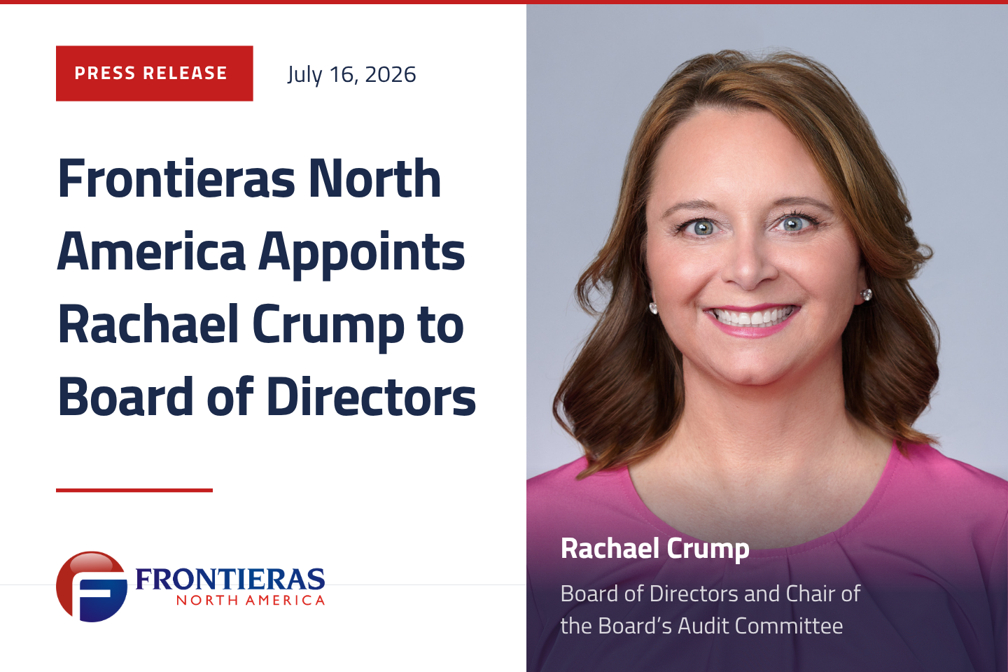 Frontieras North America Appoints Rachael Crump to Board of Directors