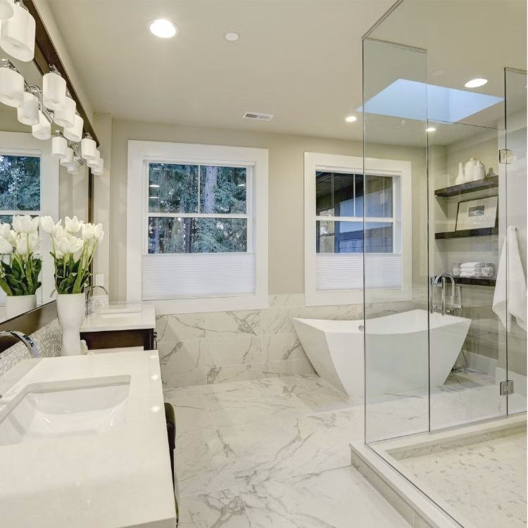luxury master bathroom with freestanding tub