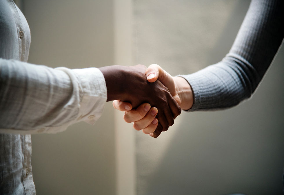 This is a picture of two people shaking hands.