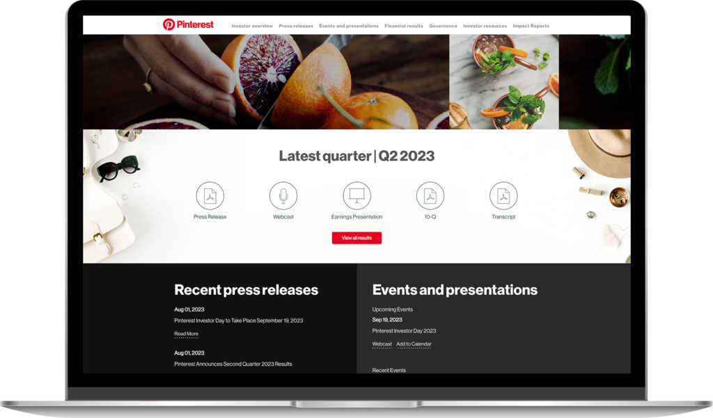 IR website providers mockup